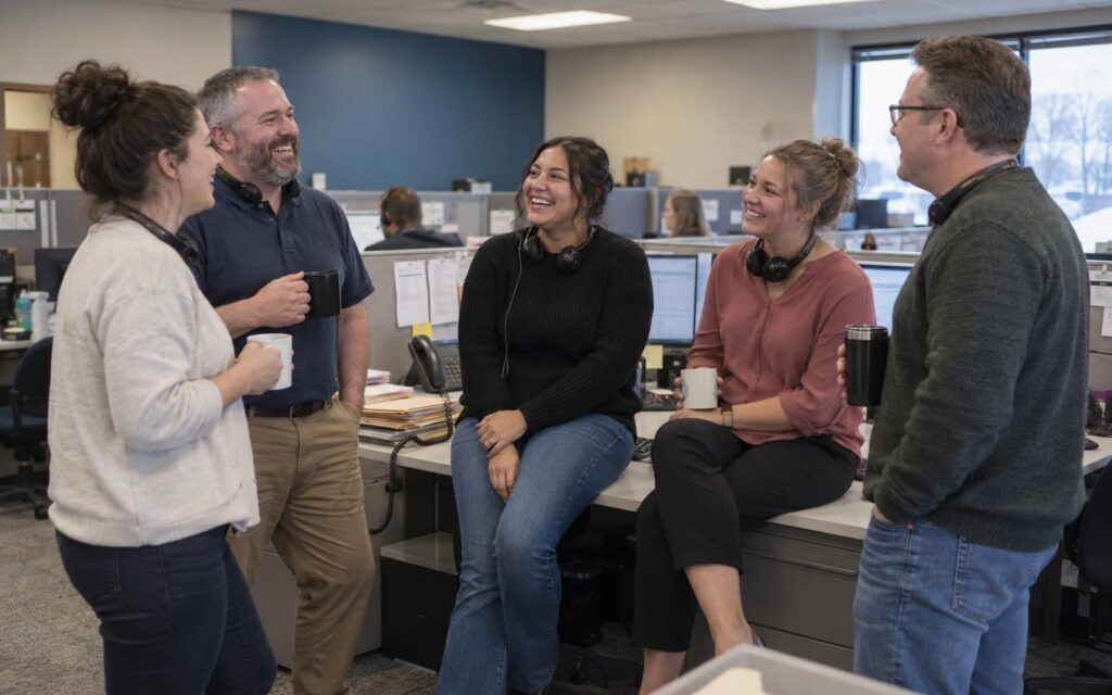 Summit A*R team laughing together around a meeting table
