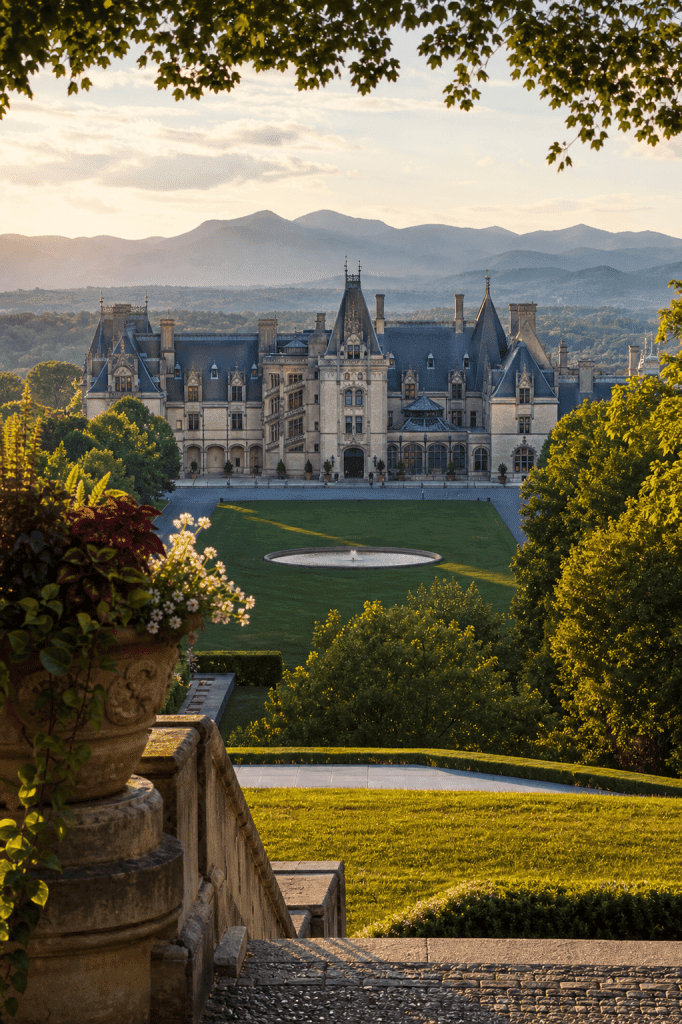 North carolina debt collection agency service area shown with a view of the Biltmore Estate and surrounding mountains